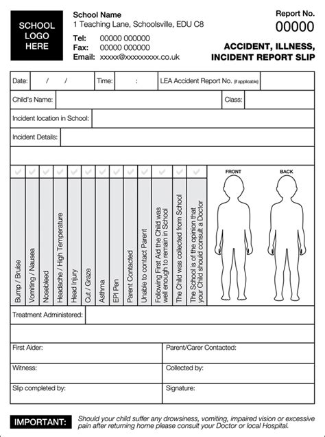 school accident report form template uk